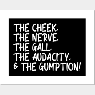 The Cheek, the Nerve, the Gall, the Audacity, and the Gumption Posters and Art